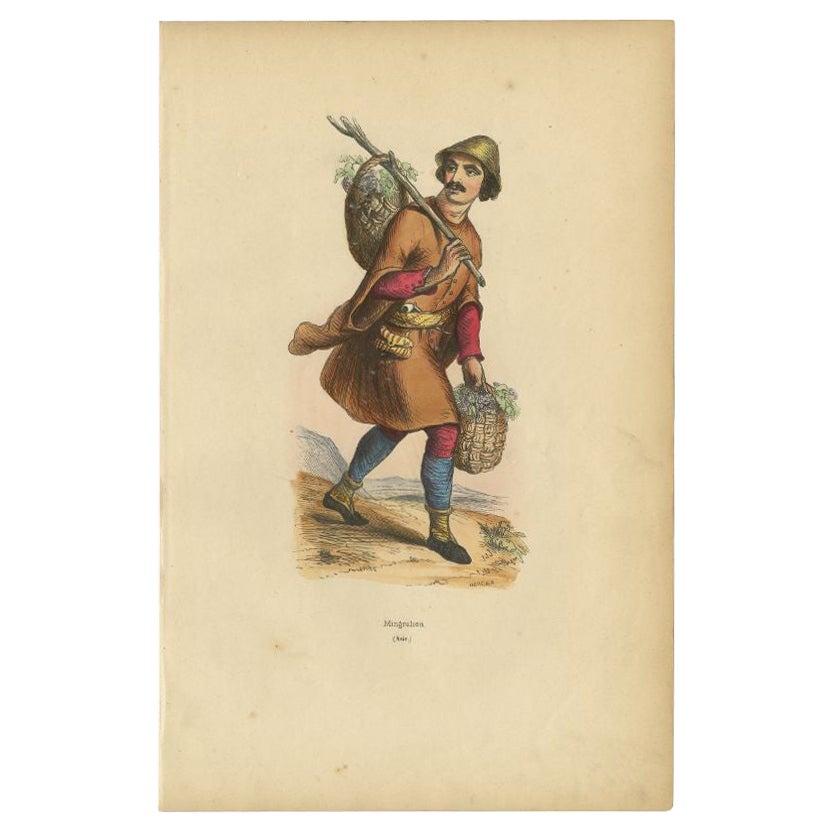 Antique Print of a Mingrelian, an Indigenous Ethnic Subgroup of Georgians For Sale