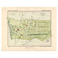 Carte ancienne du comté d'Odoorn aux Pays-Bas, 1865