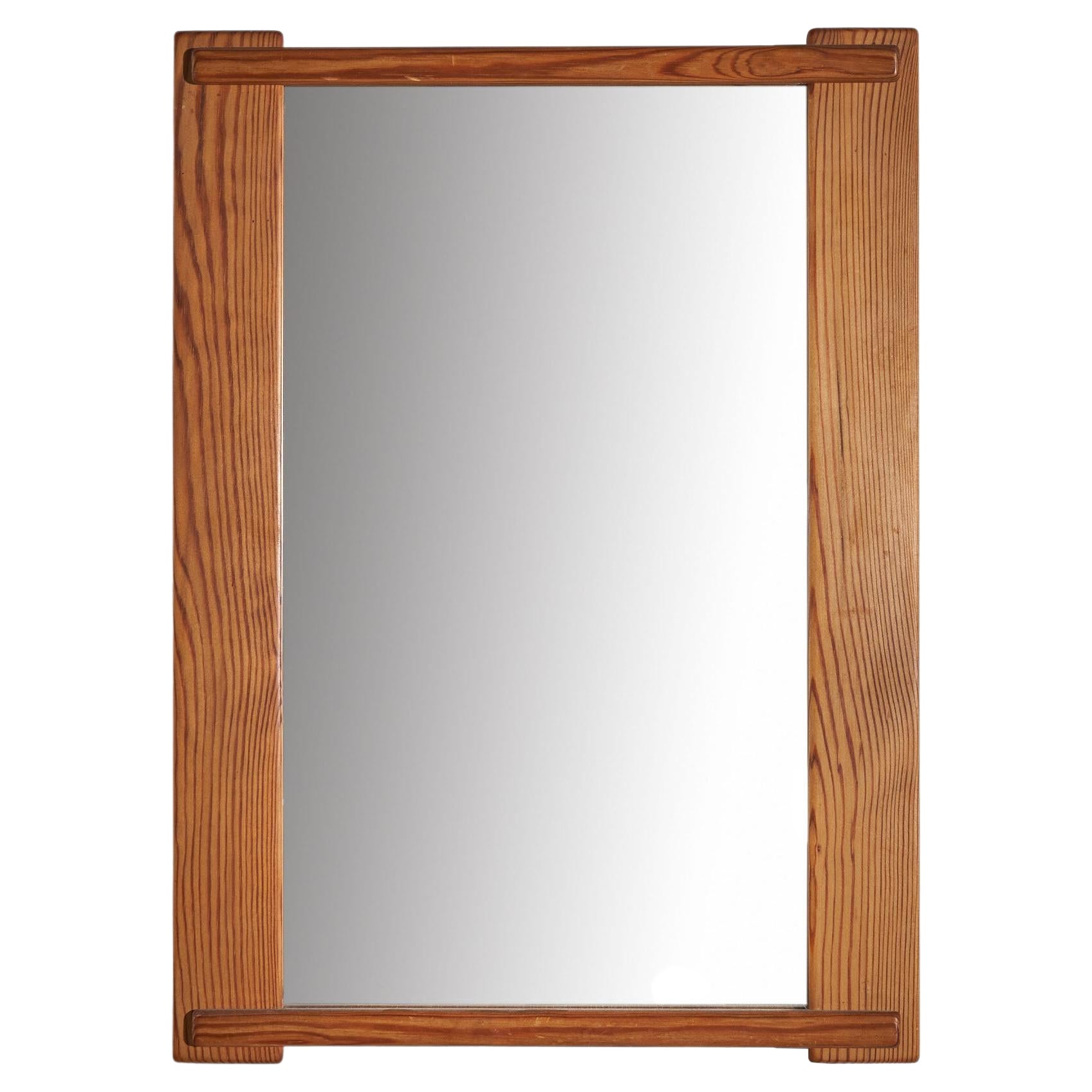 Swedish Designer, Wall Mirror, Pine, Sweden, 1970s