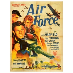 Affiche vintage d'origine du film d'aviation militaire de la Seconde Guerre mondiale, Howard Hawks