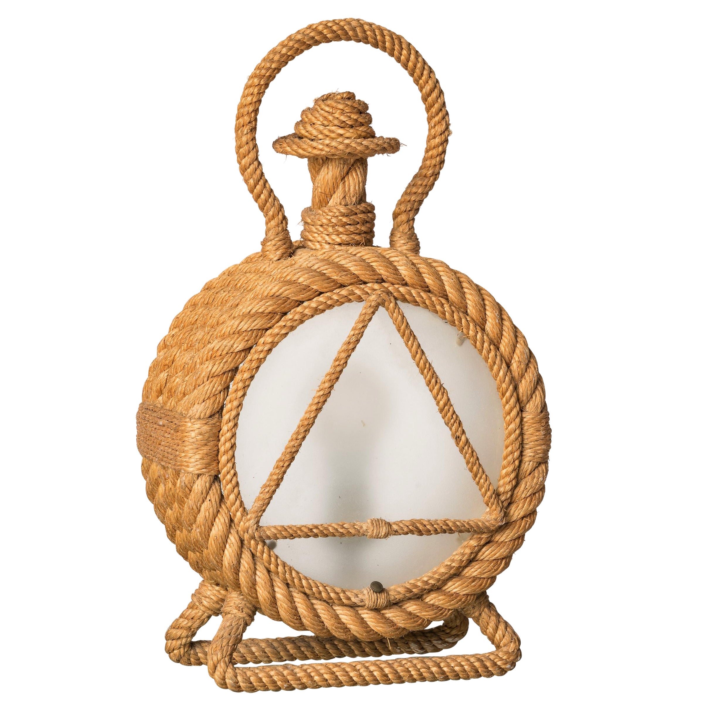 Beacon Shaped Rope Table Lamp by Audoux & Minnet, France, 1960's For Sale