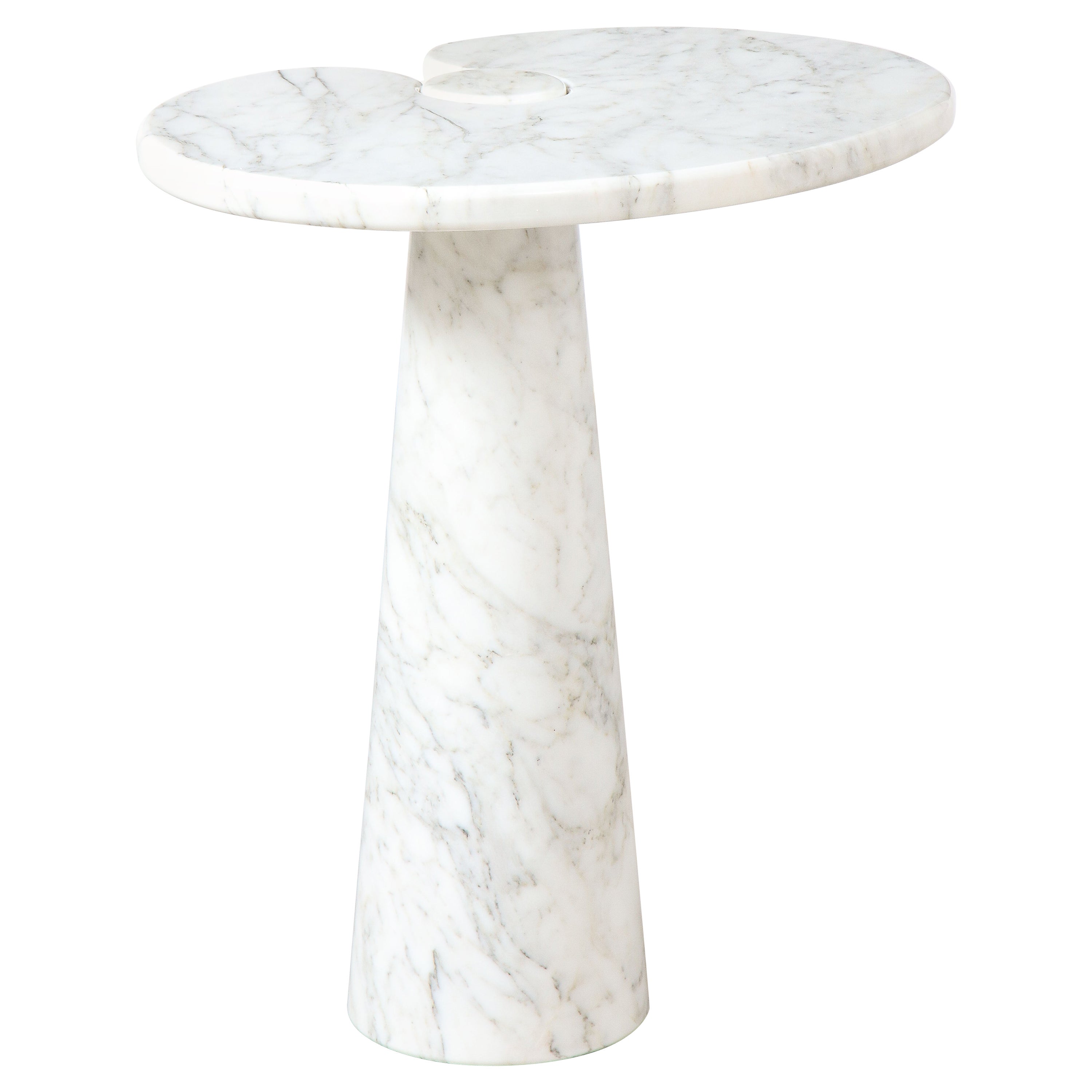 Angelo Mangiarotti for Skipper 'Eros' Series Carrara Marble Tall Side Table For Sale