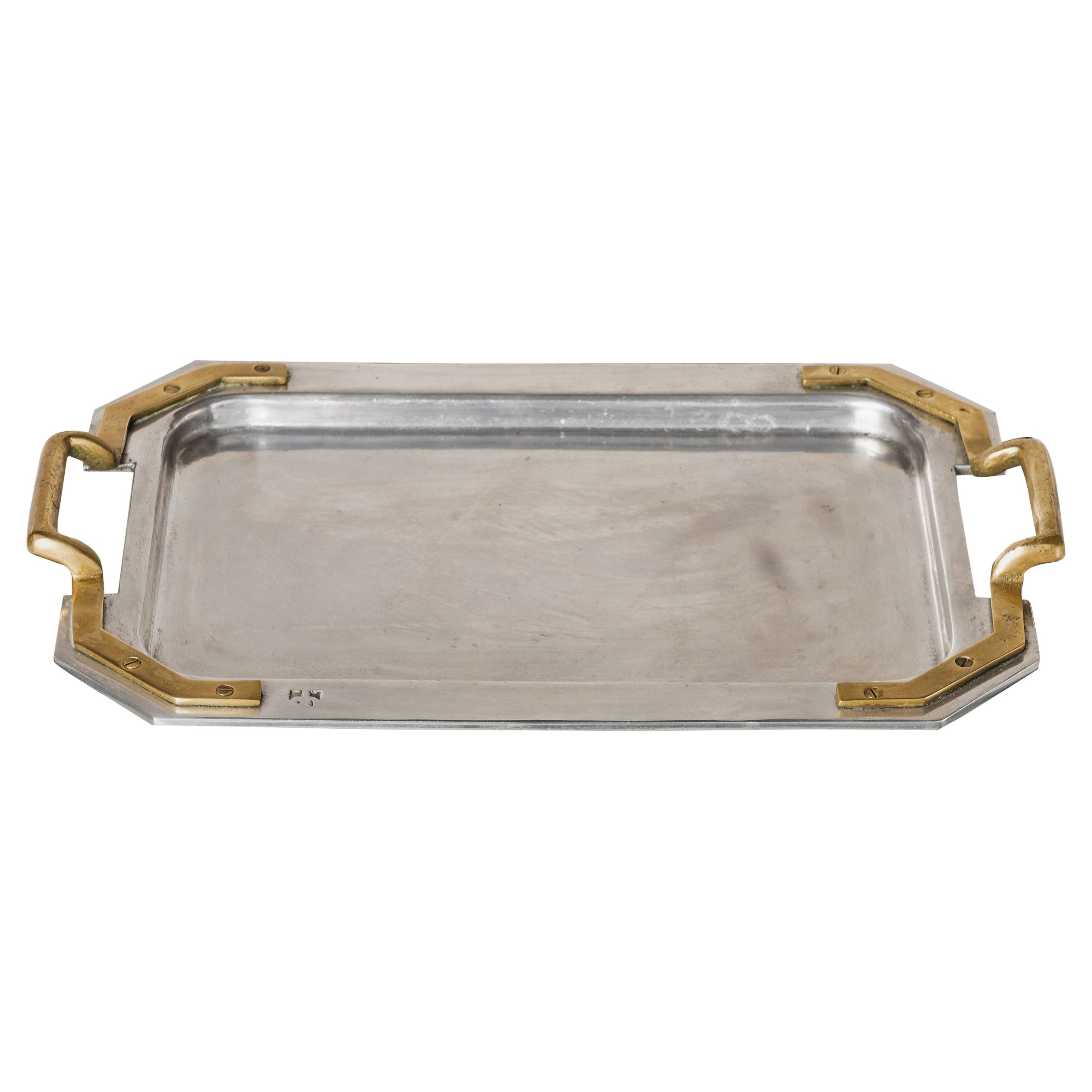 Signed Brutalist Cast Steel & Bronze Tray by David Marshall - Spain 1970's For Sale