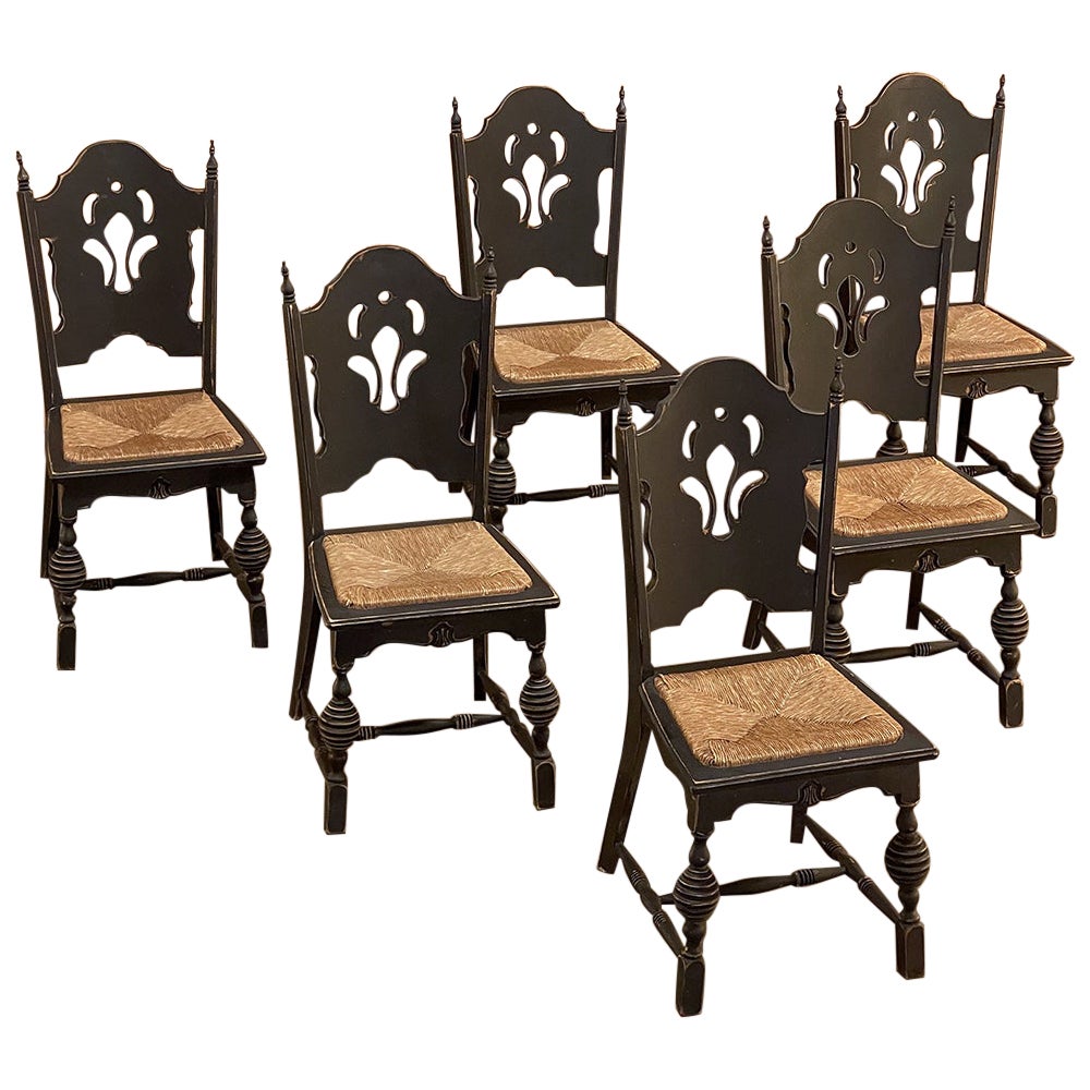 Set of Six Modern Danish Rustic Danish Chairs in Solid Knotty Pine at