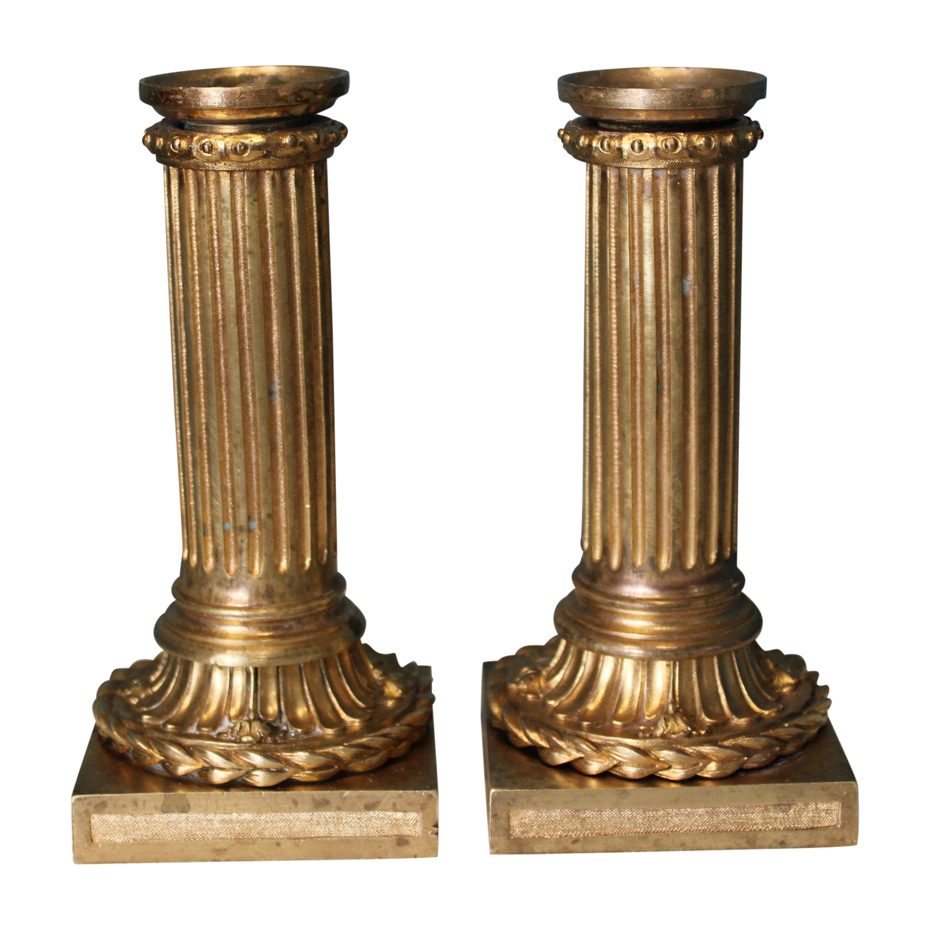 Gilt Bronze Candlesticks, 19th Century For Sale