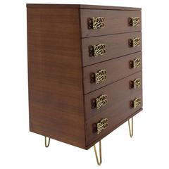 Mid Century Modern Pyramid Shape High Chest with Large Bow or Butterfly Pulls 2