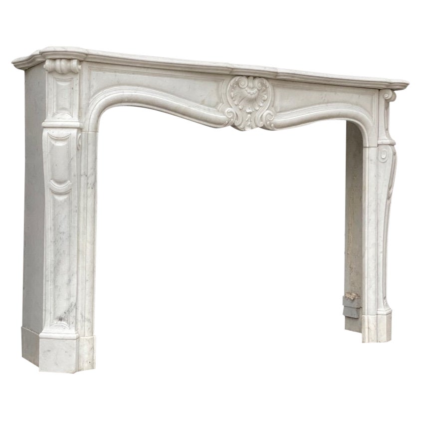 Louis XV Style Fireplace in Carrara Marble For Sale