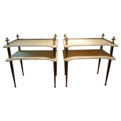 Pair of Italian Modern Brass and Marble Tables