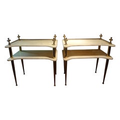 Pair of Italian Modern Brass and Marble Tables
