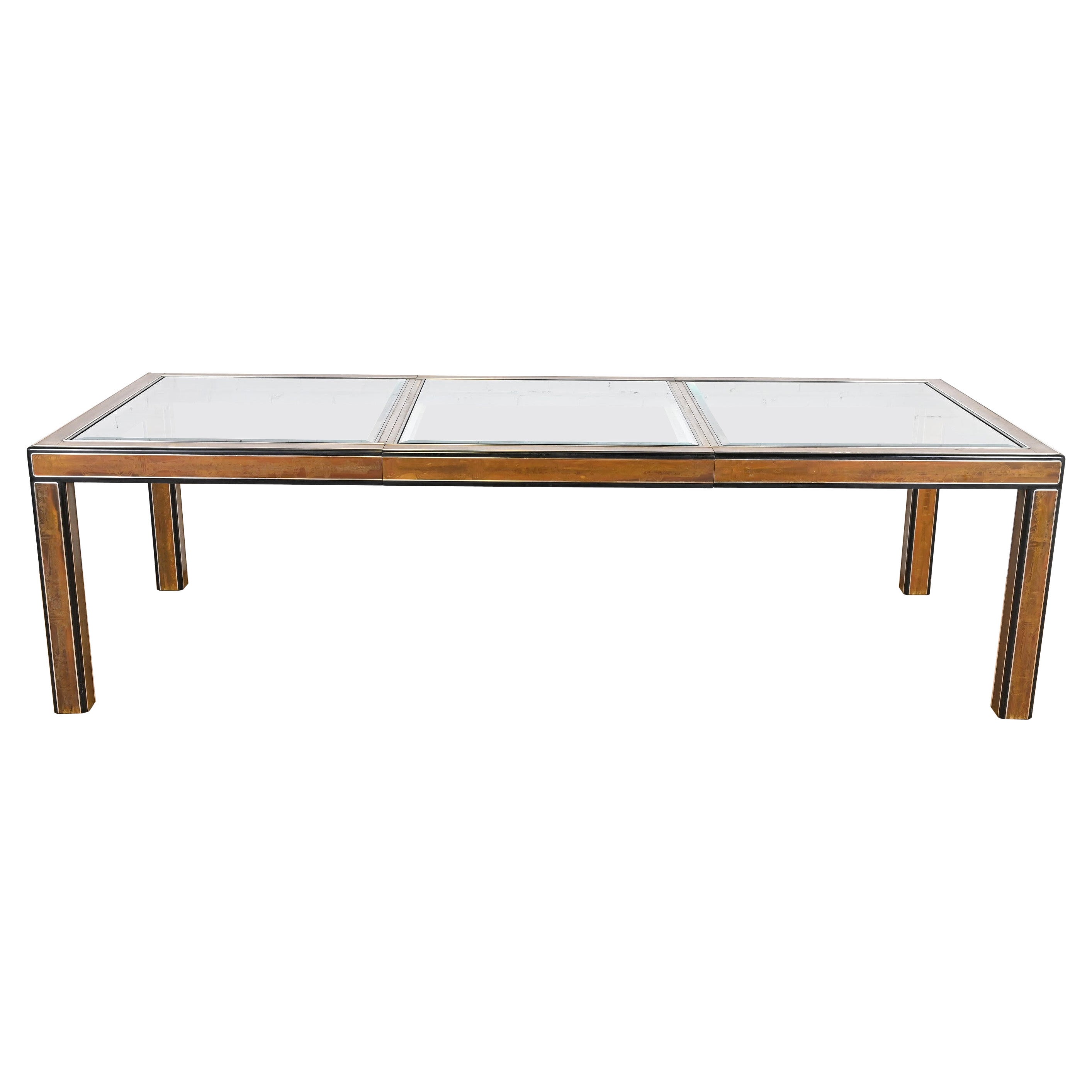 Bernhard Rohne for Mastercraft Acid Etched Brass Extension Dining Table, 1970s