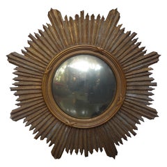 French Giltwood Sunburst Convex Mirror