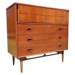 Vintage Mid-Century Modern Dixie 4 Drawers Highboy Dresser  Cabinet Storage 