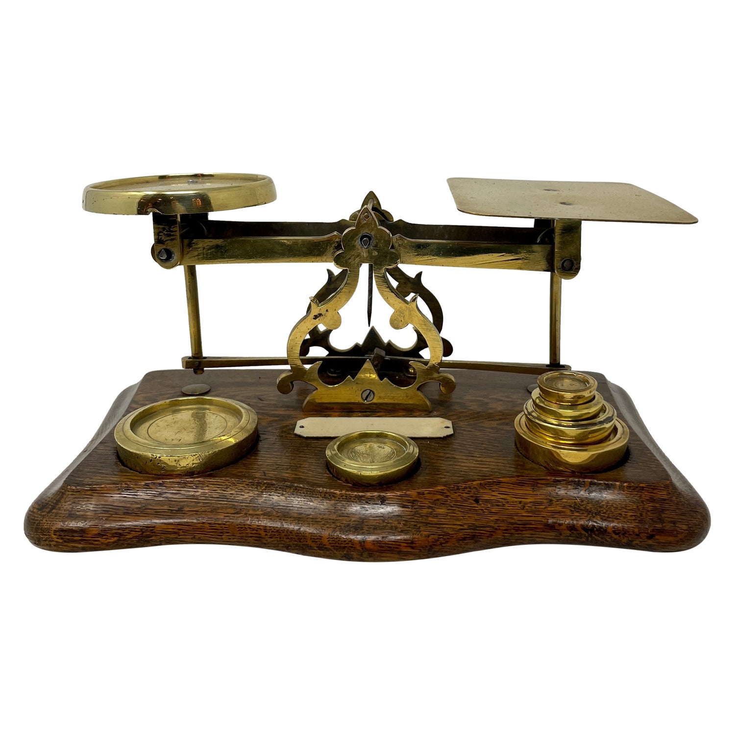 Antique English Wood and Brass Postal Scale For Sale at 1stDibs