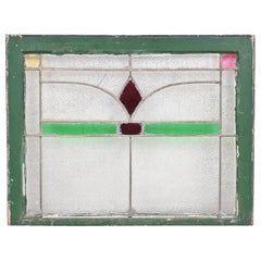 Antique Arts & Crafts Leaded Stained Glass Window, Circa 1900