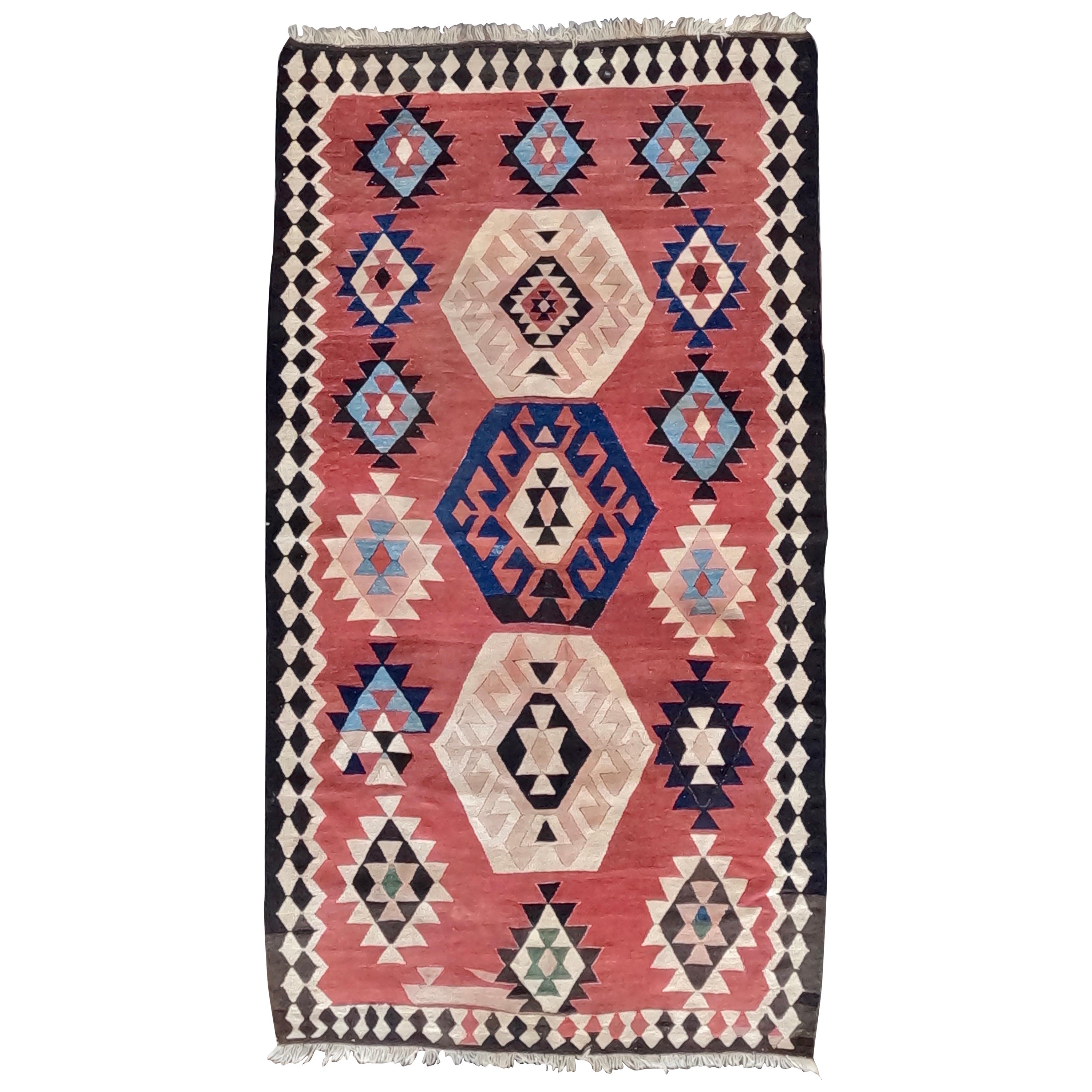 Antique Caucasian Shirvan Kilim circa 1920 For Sale