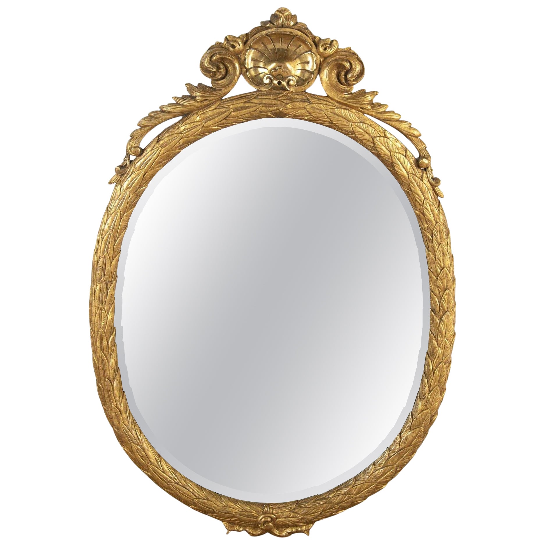 French 19th Century Oval Gilded Mirror