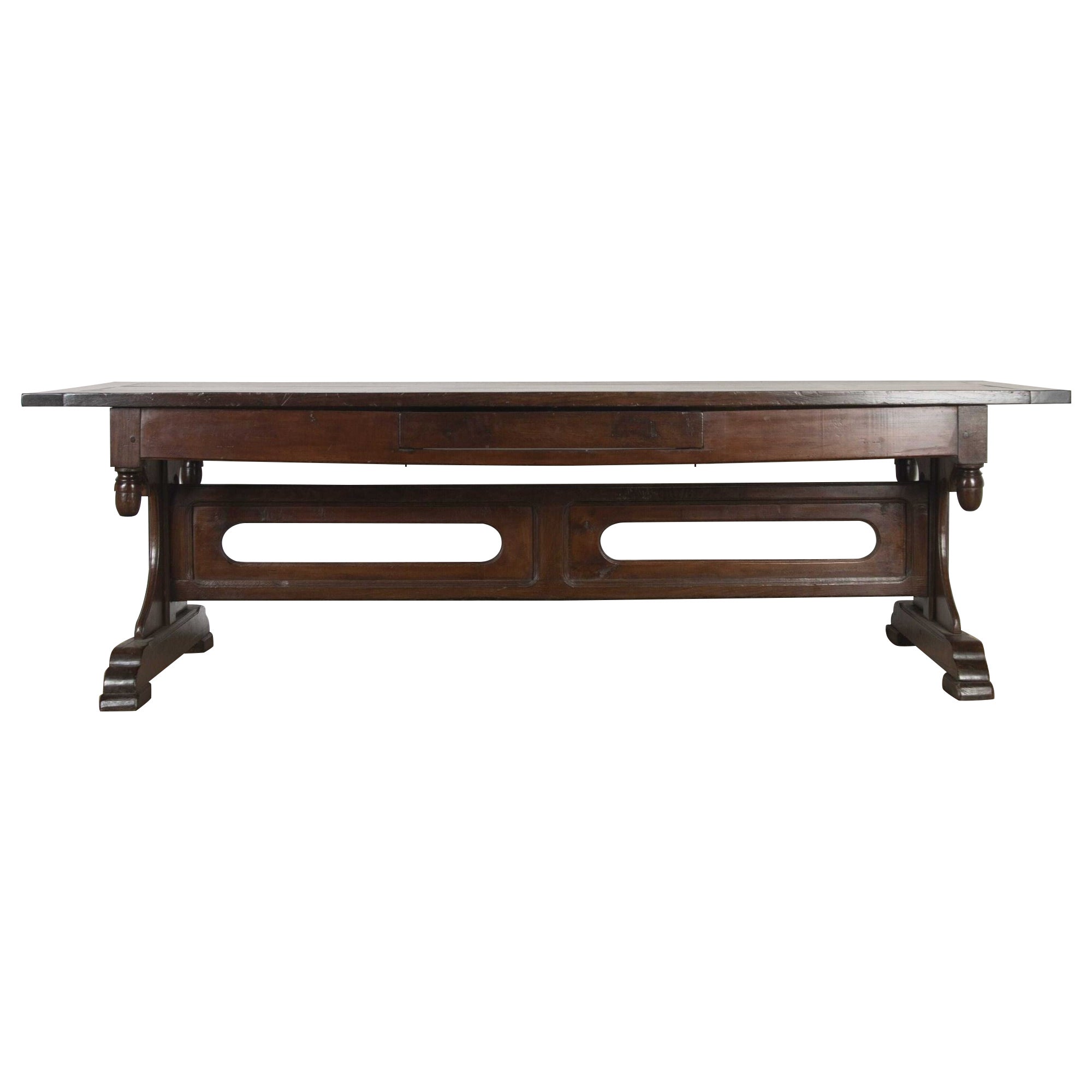 French 19th Century Oak Trestle Table