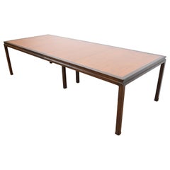 Retro Edward Wormley for Dunbar Walnut Extension Dining Table, Newly Refinished