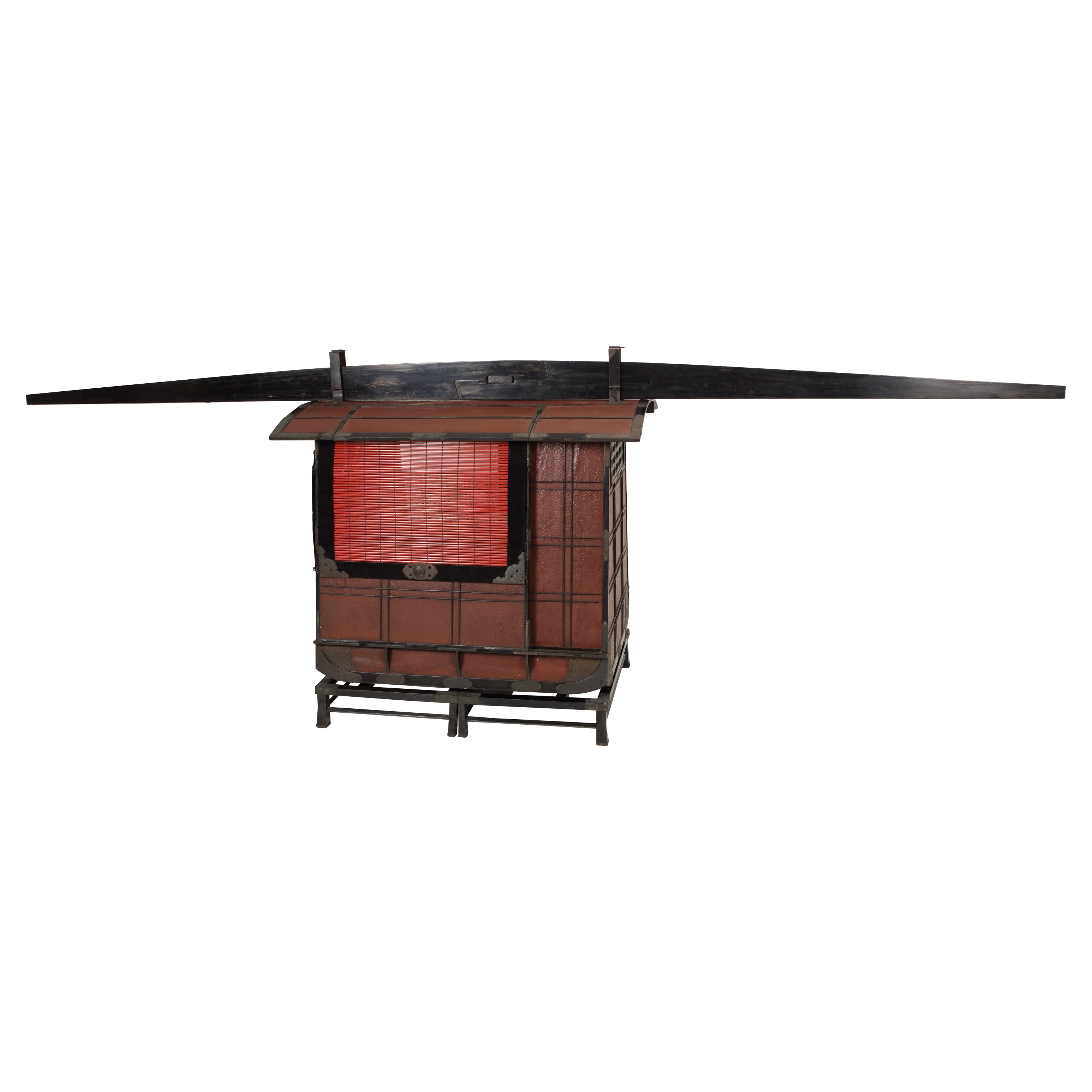 Japanese Life-Size, Edo Period, Red and Black Lacquered Palanquin or Norimono