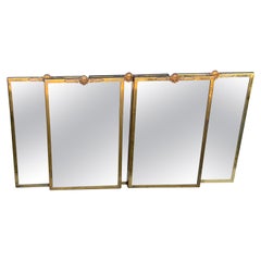 Set of Five Italian Midcentury Made Bronze and Brass Barber Wall Mirrors
