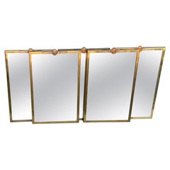 Vintage Set of Five Italian Midcentury Made Bronze and Brass Barber Wall Mirrors