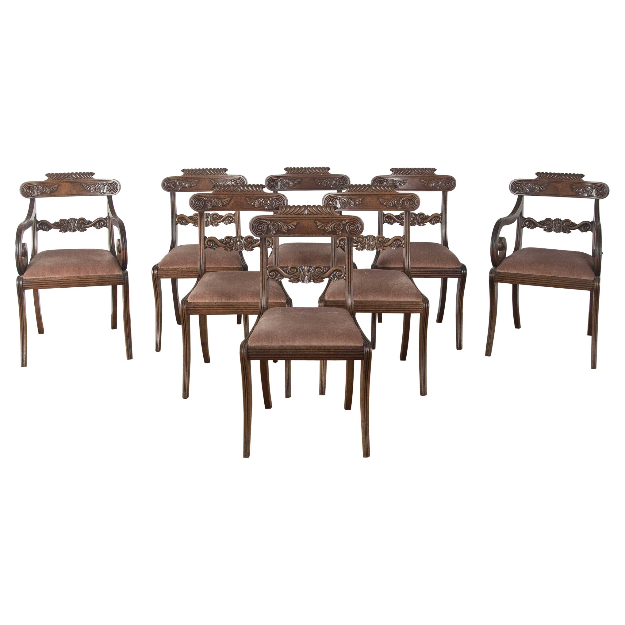 Set of Eight Regency Mahogany Dining Chairs