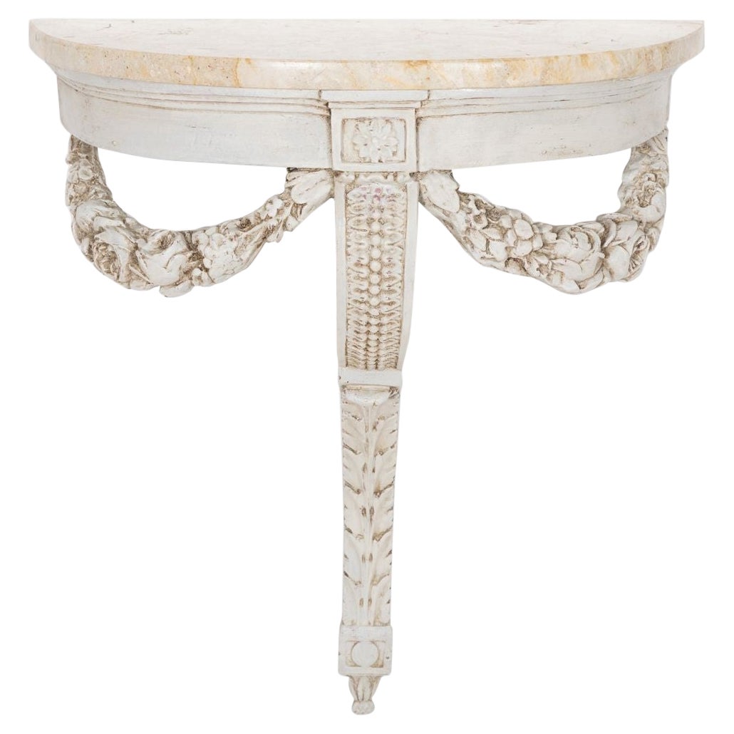 French Neoclassical Painted Marble Console Table For Sale