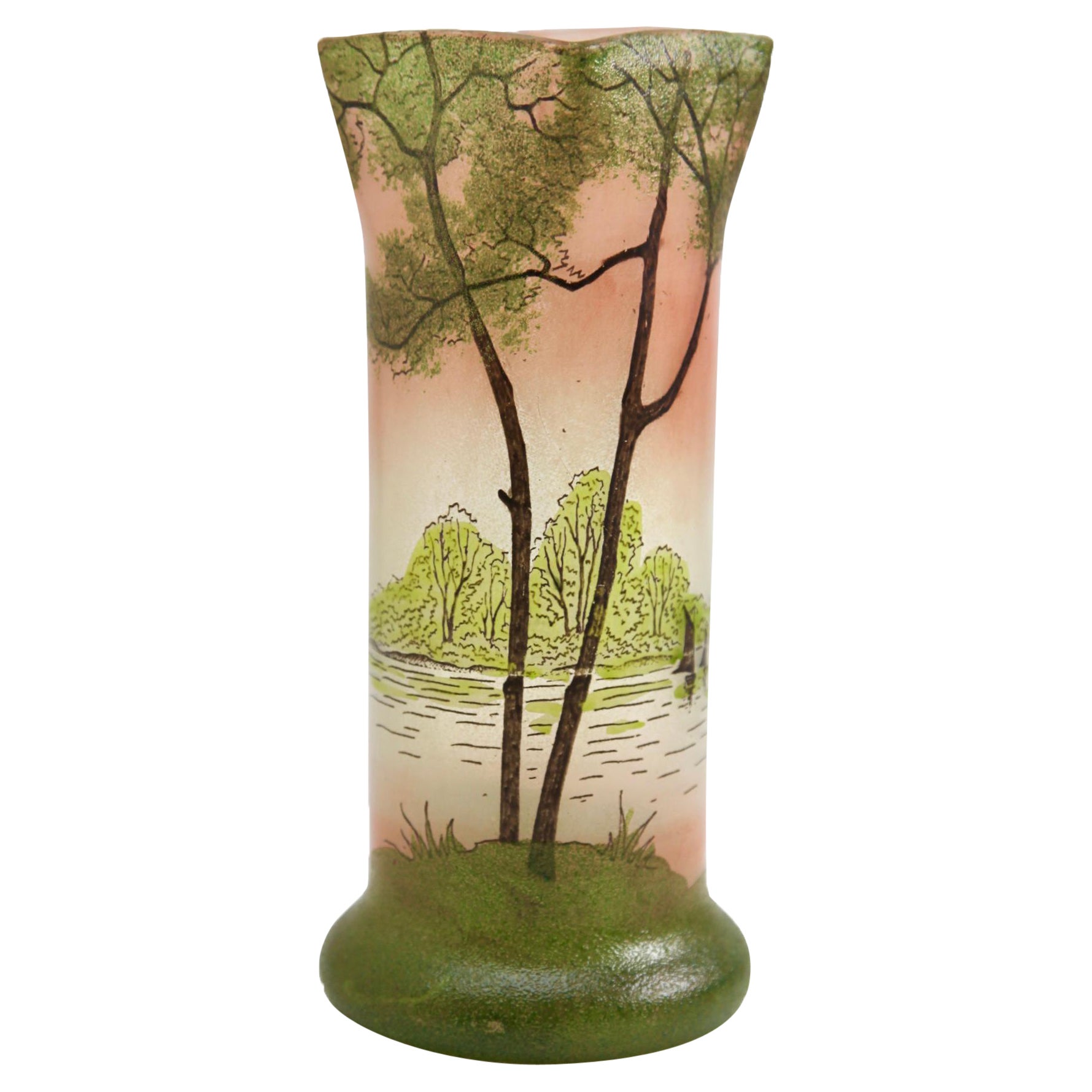 Legras Hand-Painted Decoration Glass Vase, 1900-1914