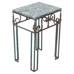 French Marble & Iron Side Table