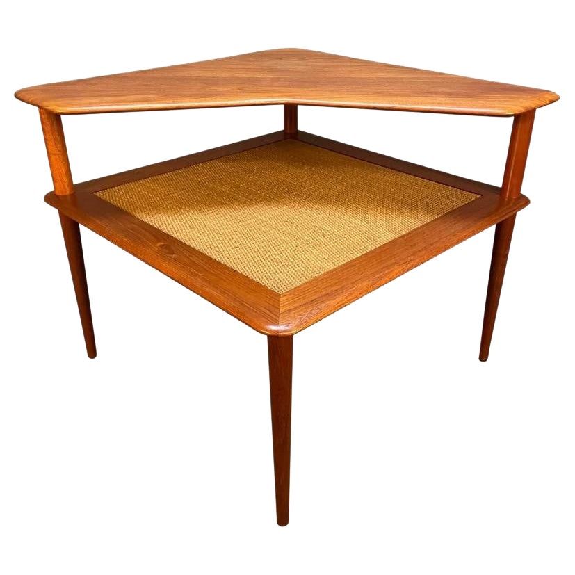 Vintage Danish Mid-Century Modern Teak "Minerva" Corner Table by Peter Hvidt