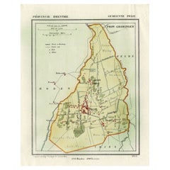 Carte ancienne de la ville de Peize, Drenthe, aux Pays-Bas, 1865