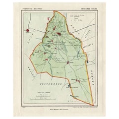 Carte ancienne de la ville de Rolde, Drenthe, Pays-Bas, 1865