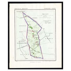 Antike Karte der Gemeinde Sleen in den Niederlanden, 1865