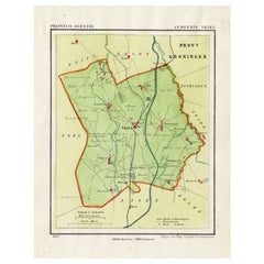 Antike Karte der Stadt Vries in der niederländischen Provinz Drenthe, 1865