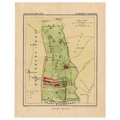 Carte ancienne de la ville de Vledder, Drenthe, aux Pays-Bas, 1865