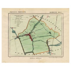 Antike Karte von Ijlst, Friesland in den Niederlanden, 1865