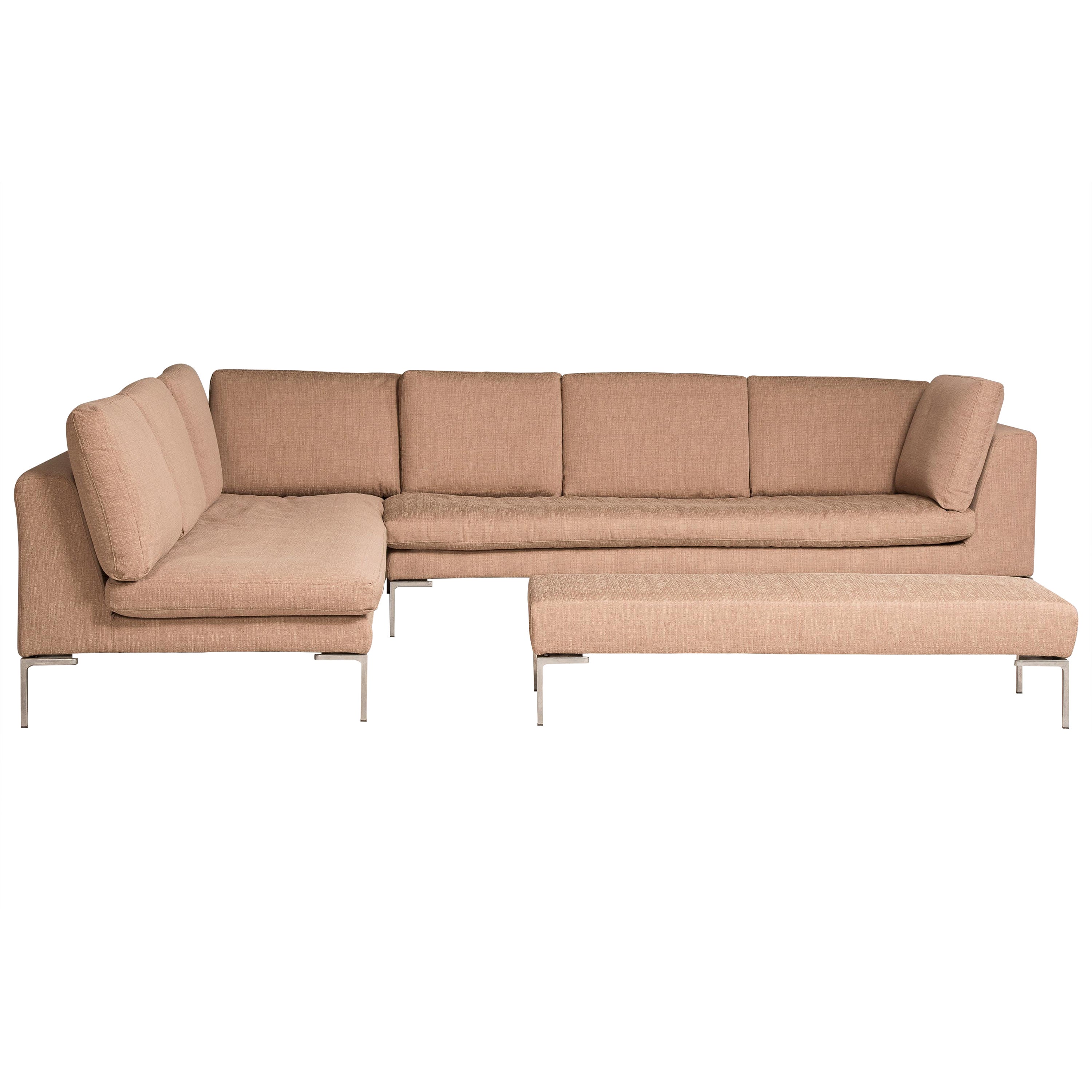 Charles Model by Antonio Citterio for B&B Italia Beige Color Sofà and Bench Set