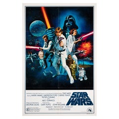 Affiche internationale américaine du film STAR WARS 1977, Style C, Tom Chantrell