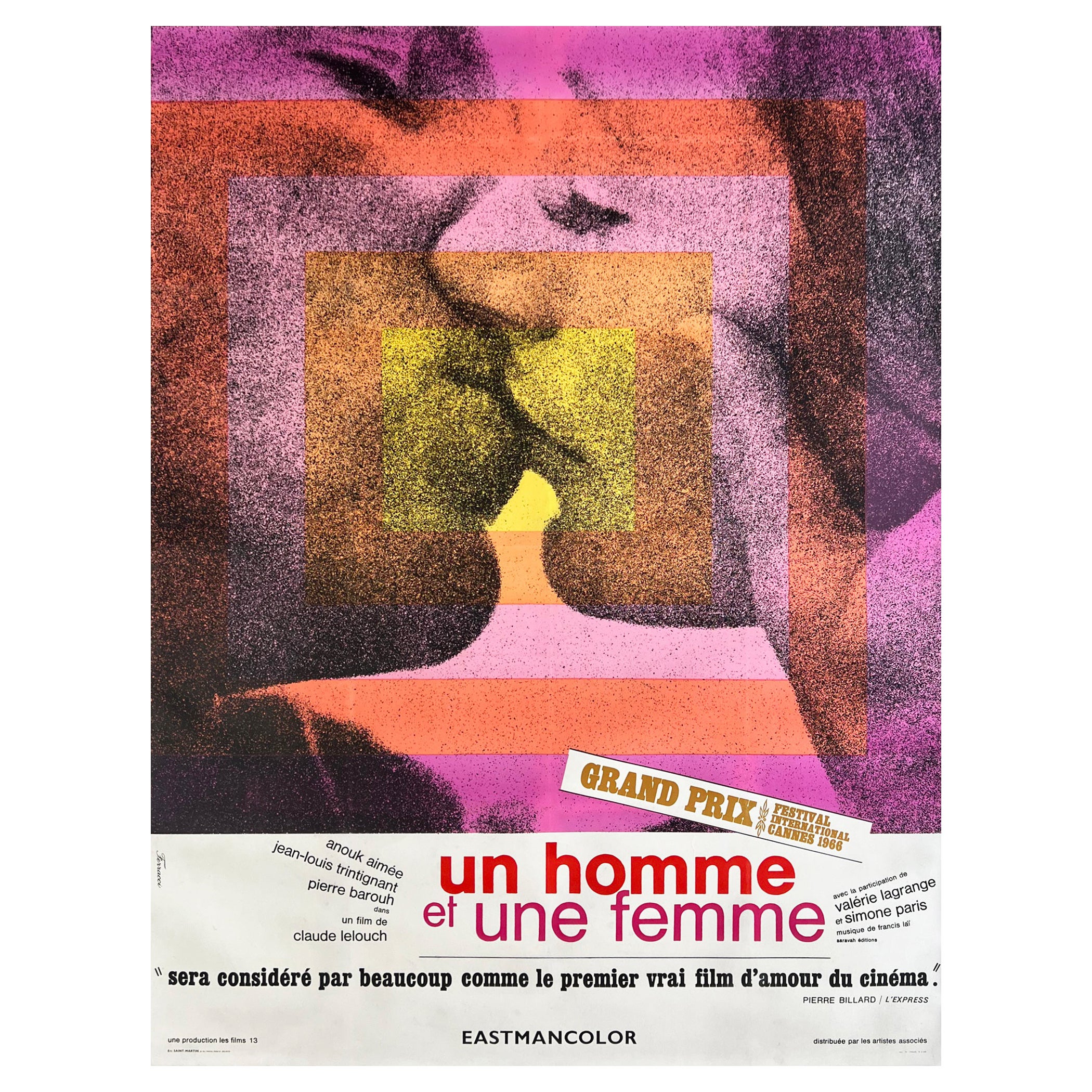 Un Homme Et Une Femme 1966 French Grande Film Movie Poster, Ferracci