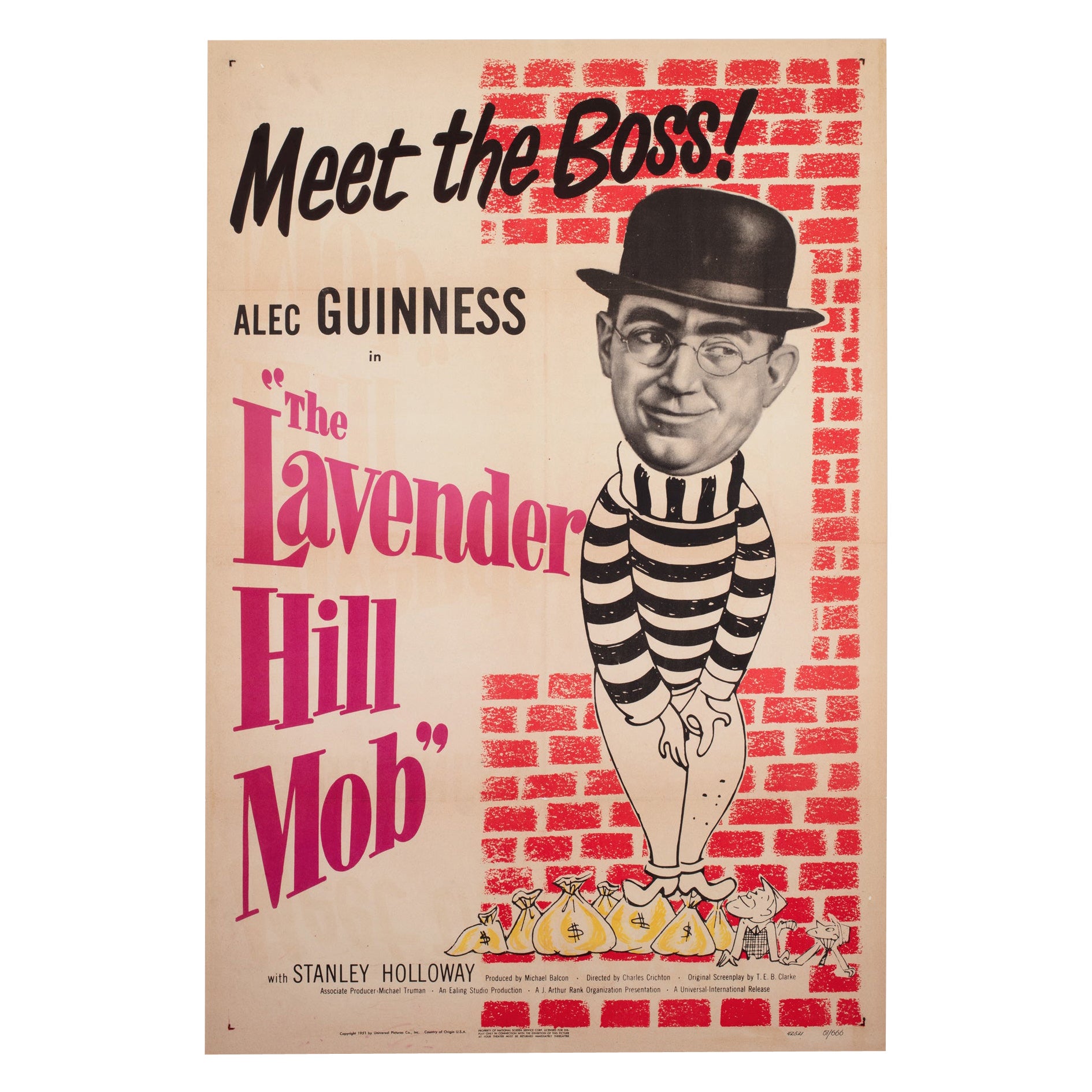 Affiche américaine du film Lavender Hill Mob, 1951, support en lin