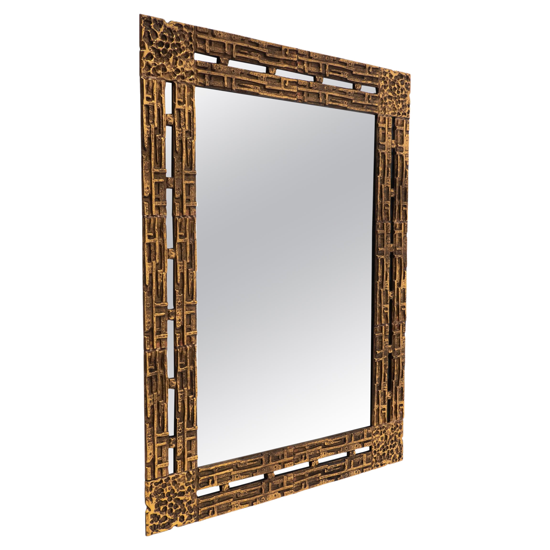 Mid-Century Brass Mirror by Luciano Frigerio, Italy 1970s For Sale