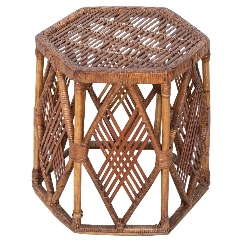 English Mid-Century Bamboo / Rattan Side Table