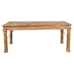 Antique Indian Sheesham Wood Palace Door Dining Table with Iron Accents