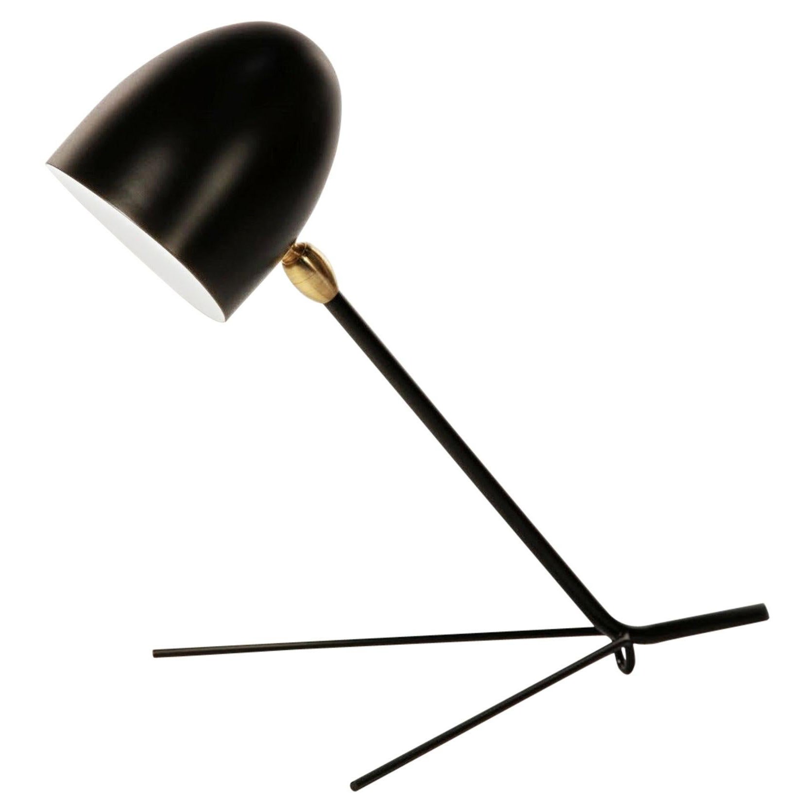 Serge Mouille Mid-Century Modern Black Cocotte Table Lamp For Sale