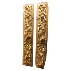 Pair of gilded and carved wood pilasters, 18th century Florence Italy