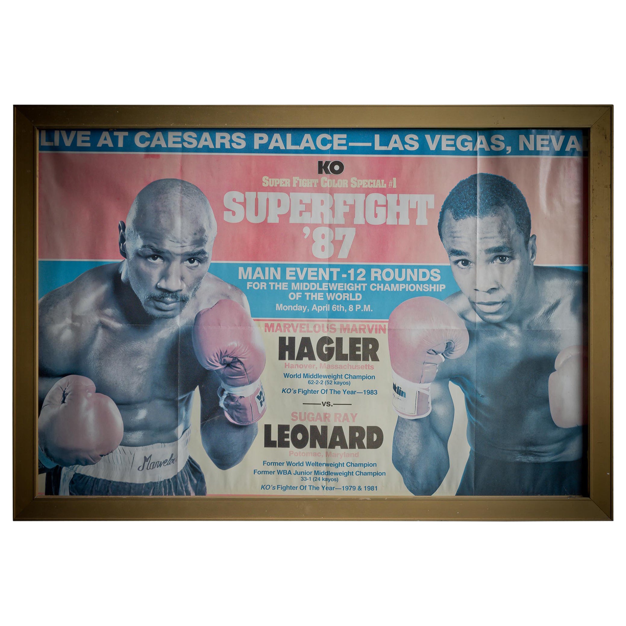 Framed Boxing Print Hagler Vs Leonard For Sale