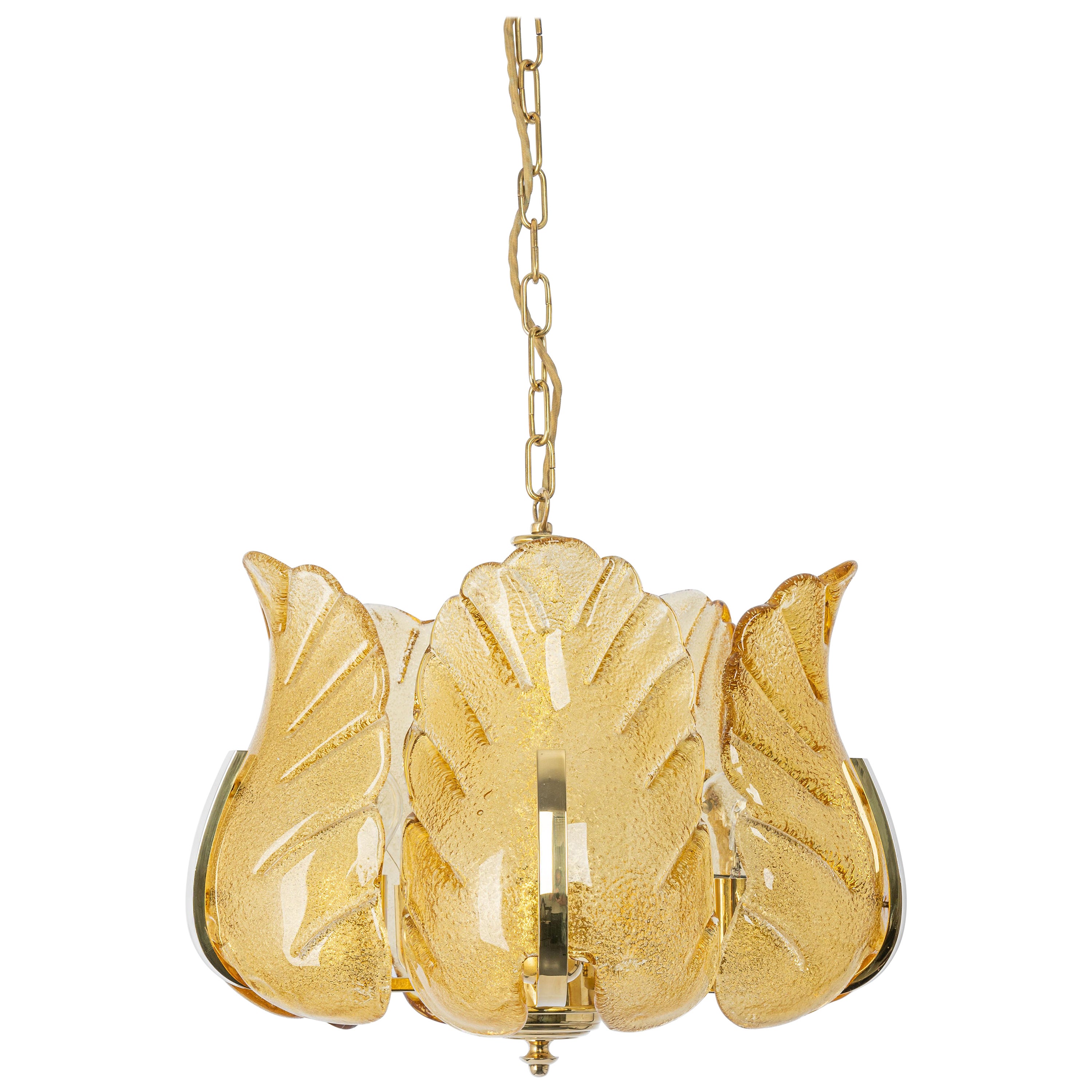 Stunning Carl Fagerlund Chandelier Murano Glass Leaves, 1960s For Sale