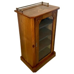Antique Victorian Inlaid Walnut Music Cabinet