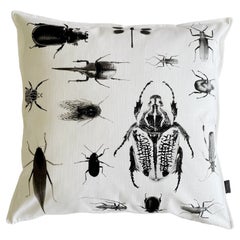 Modern Black/White Monochromatic Insect Image Cotton Pillow Made in South Africa