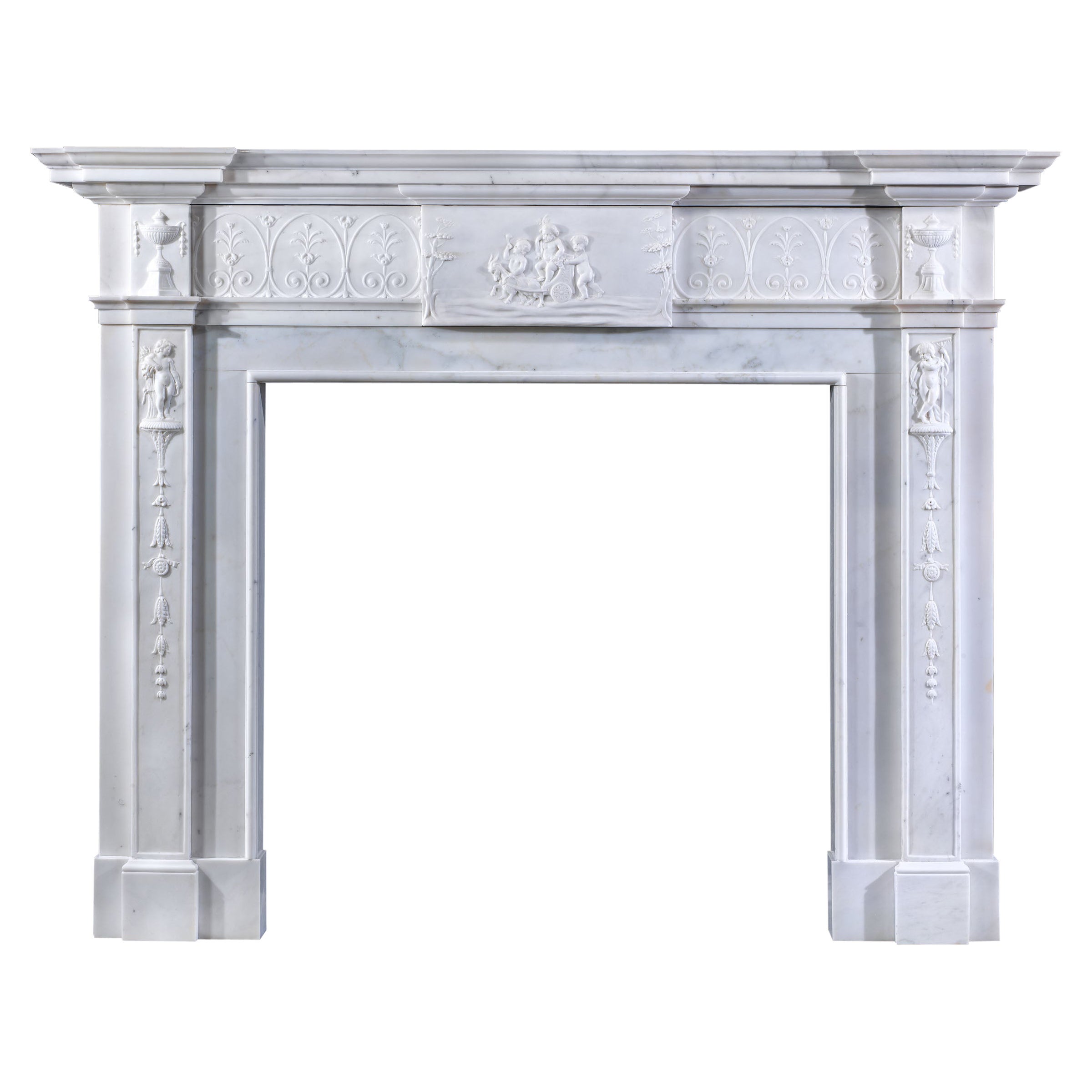 George III Statuary Marble Chimneypiece For Sale